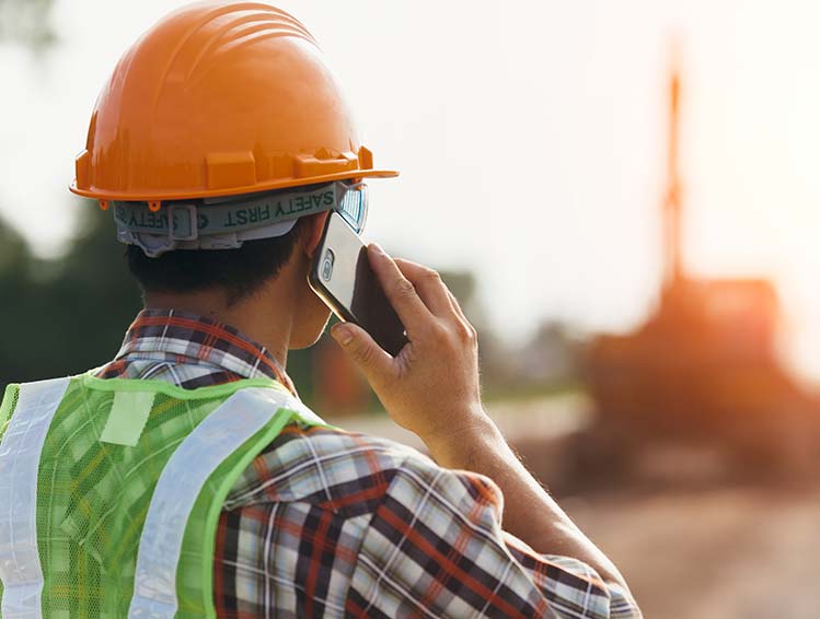Engineer on phone